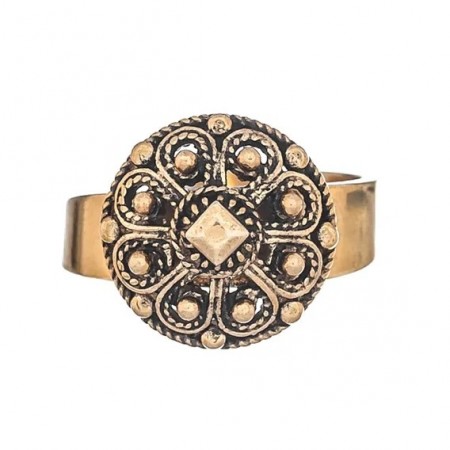 Ring Telemark, stor og liten filigranknapp Antikkforgyld