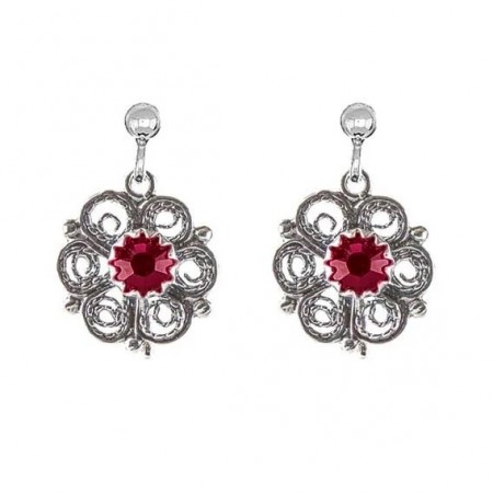 Øyrepynt, heng, oksidert med raud stein, for hull